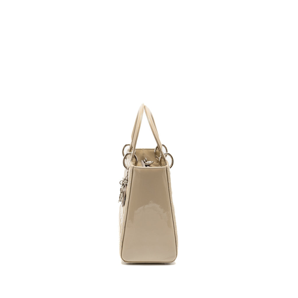 DIOR MEDIUM LADY DIOR PATENT BEIGE SHW