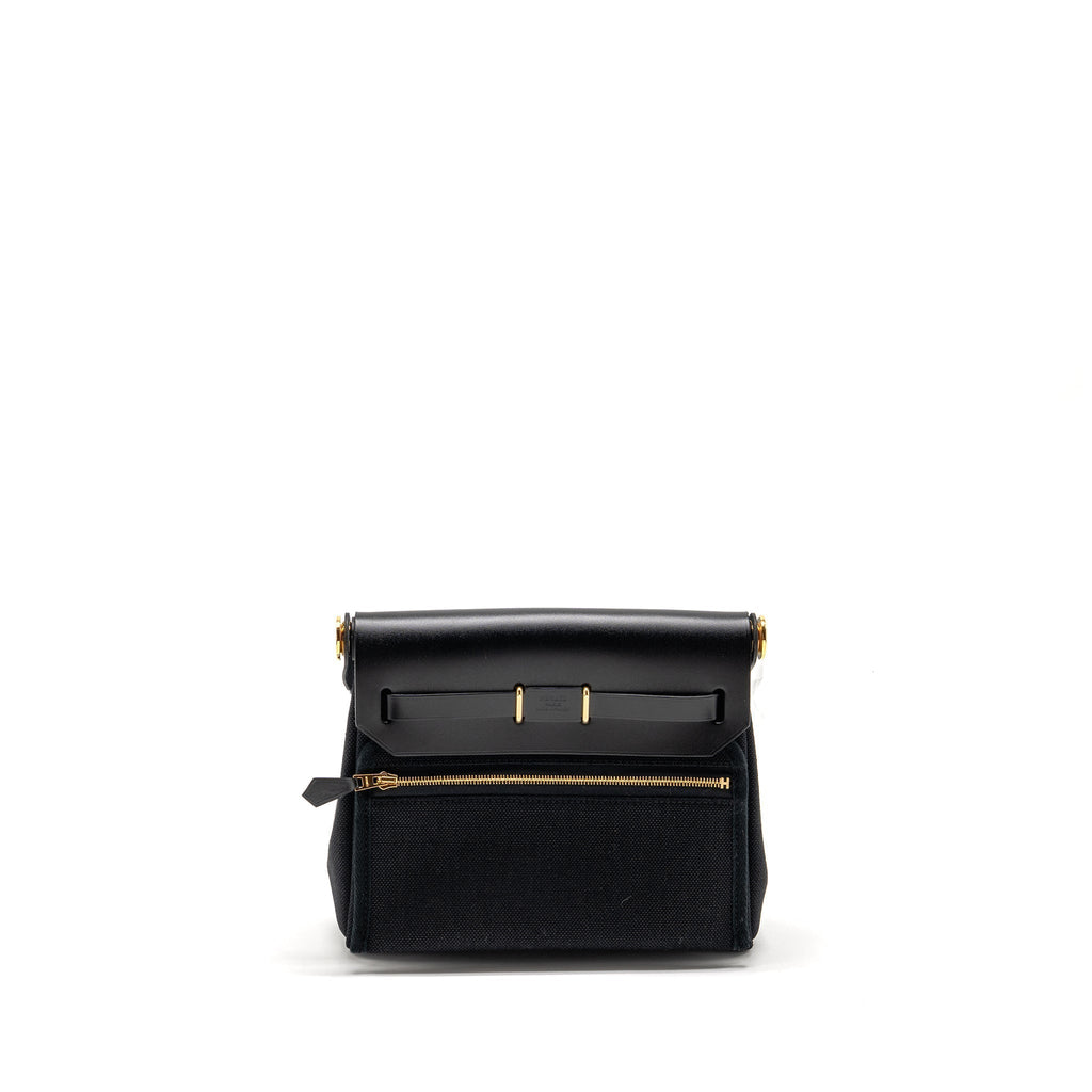 HERMES HERBAG MINI CANVAS / HUNTER BLACK GHW