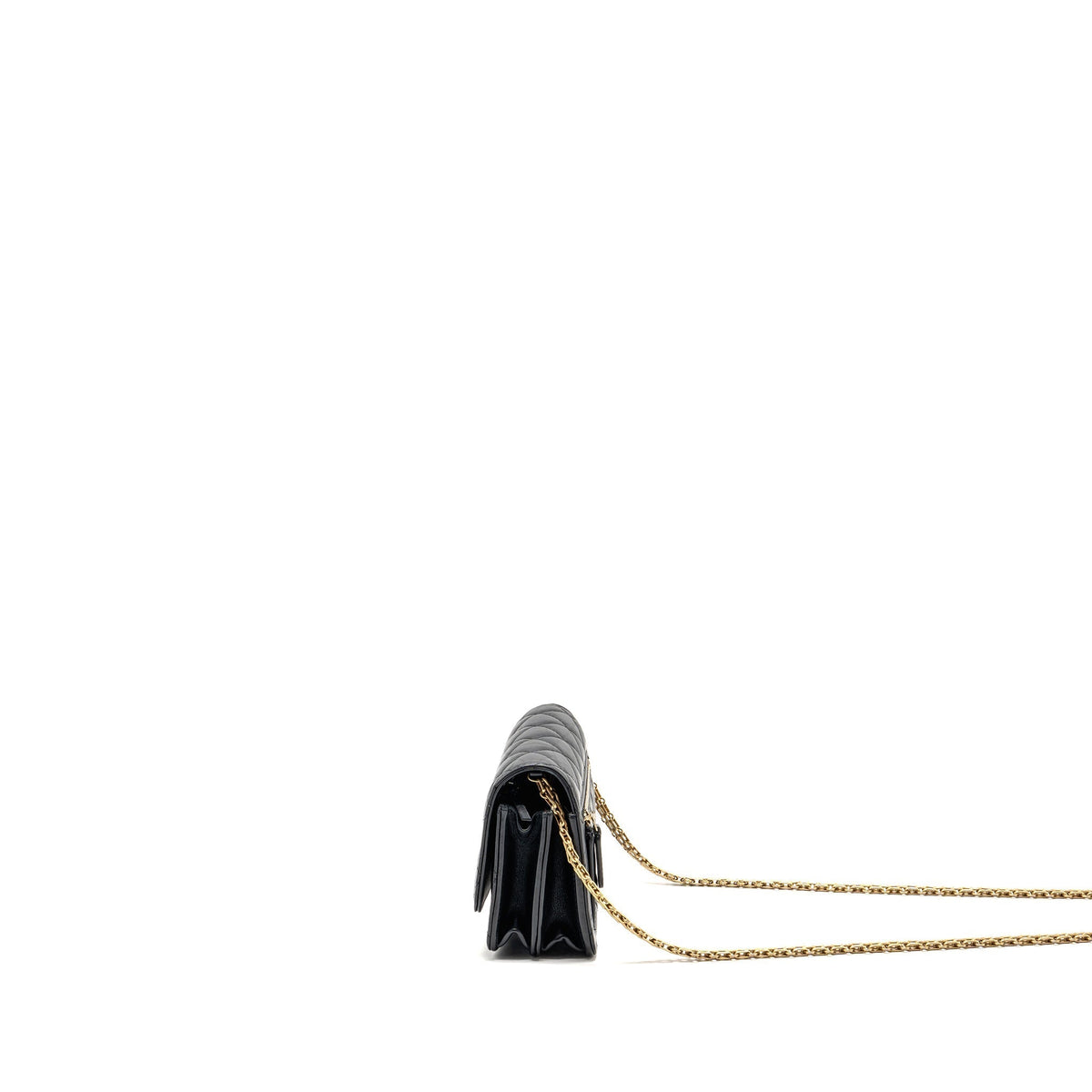 CHANEL MINI 2.55 REISSUE WALLET ON CHAIN AGED CALFSKIN BLACK GHW(MICROCHIP)