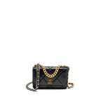 CHANEL 19 WALLET ON CHAIN LAMBSKIN BLACK MULTICOLOUR HARDWARE