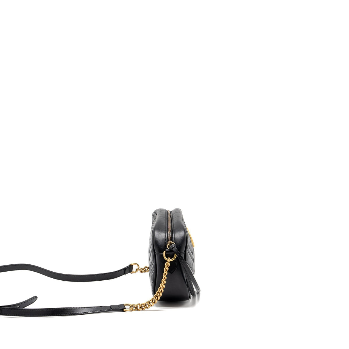 GUCCI GG MARMONT MATELESS SHOULDER BAG CALFSKIN BLACK GHW