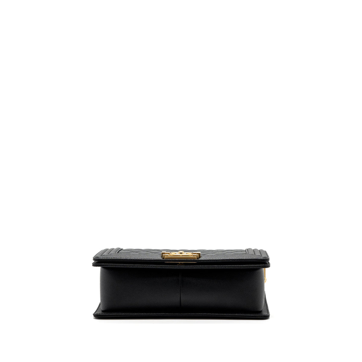 CHANEL MEDIUM BOY BAG CAVIAR BLACK BRUSHED GHW (MICROCHIP )