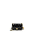 CHANEL 24K PEARL CRUSH MINI RECTANGULAR FLAP BAG SHINY LAMBSKIN BLACK GHW (MICROCHIP)