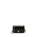 CHANEL 24K PEARL CRUSH MINI RECTANGULAR FLAP BAG SHINY LAMBSKIN BLACK GHW (MICROCHIP)