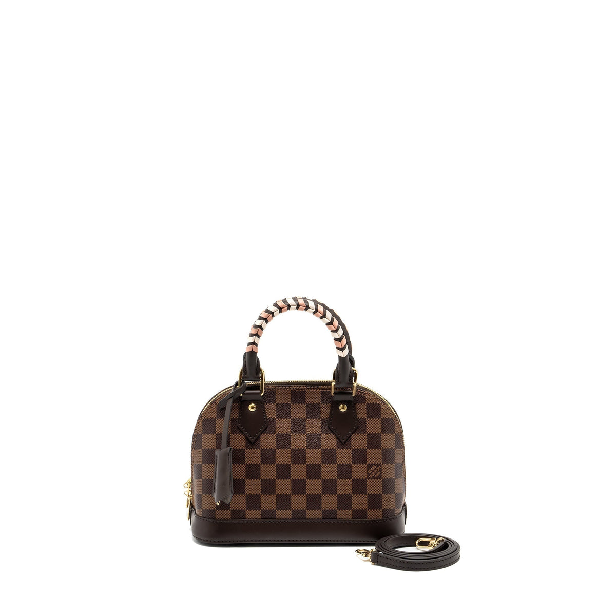 LOUIS VUITTON ALMA BB WITH BRAIDED HANDLES DAMIER EBENE CANVAS GHW