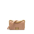 CHANEL MEDIUM BOY BAG GRAINED CALFSKIN BEIGE GHW
