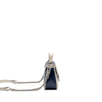 GUCCI GG MARMONT TOP HANDLE BAG CALFSKIN NAVY/ WHITE SHW