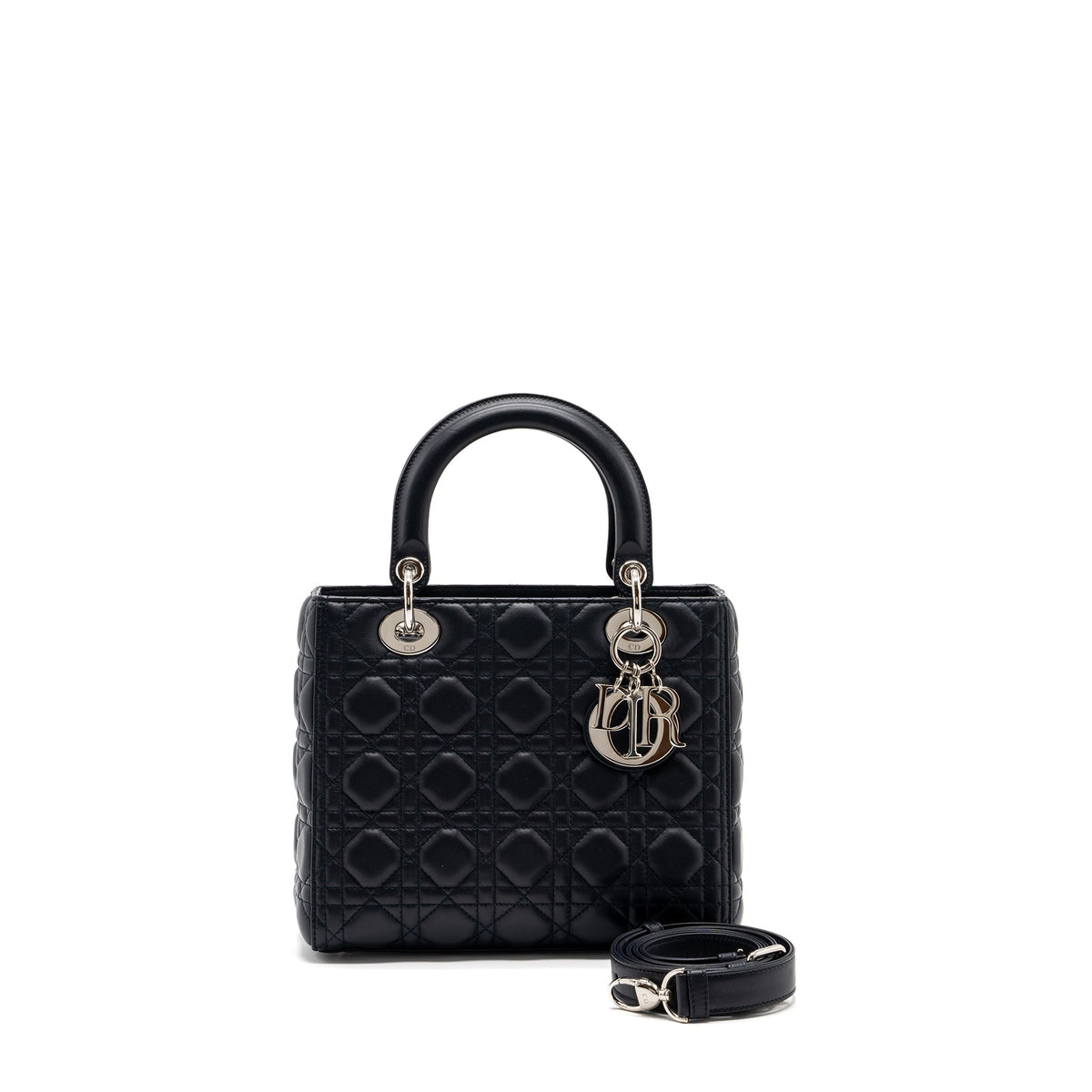 DIOR MEDIUM LADY DIOR LAMBSKIN BLACK SHW