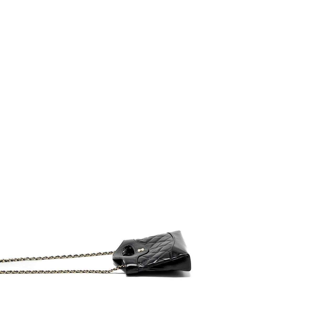 CHANEL 24S 31 MINI CLUTCH WITH CHAIN SHINY LAMBSKIN BLACK LGHW (MICROCHIP)