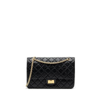 CHANEL LARGE 2.55 REISSUE DOUBLE FLAP BAG AGED CALFSKIN BLACK GHW
