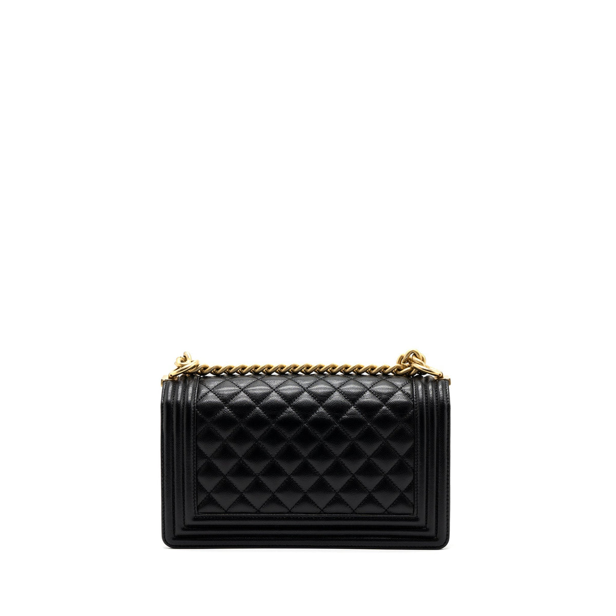 CHANEL MEDIUM CLASSIC BOY BAG CAVIAR BLACK GHW (MICROCHIP)