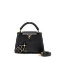 LOUIS VUITTON CAPUCINES BB WITH MONOGRAM FLOWER EMBELLISHMENTS TAURILLON BLACK GHW