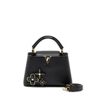 LOUIS VUITTON CAPUCINES BB WITH MONOGRAM FLOWER EMBELLISHMENTS TAURILLON BLACK GHW