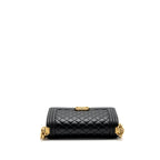 CHANEL MEDIUM BOY BAG CAVIAR BLACK BRUSHED GHW (MICROCHIP )