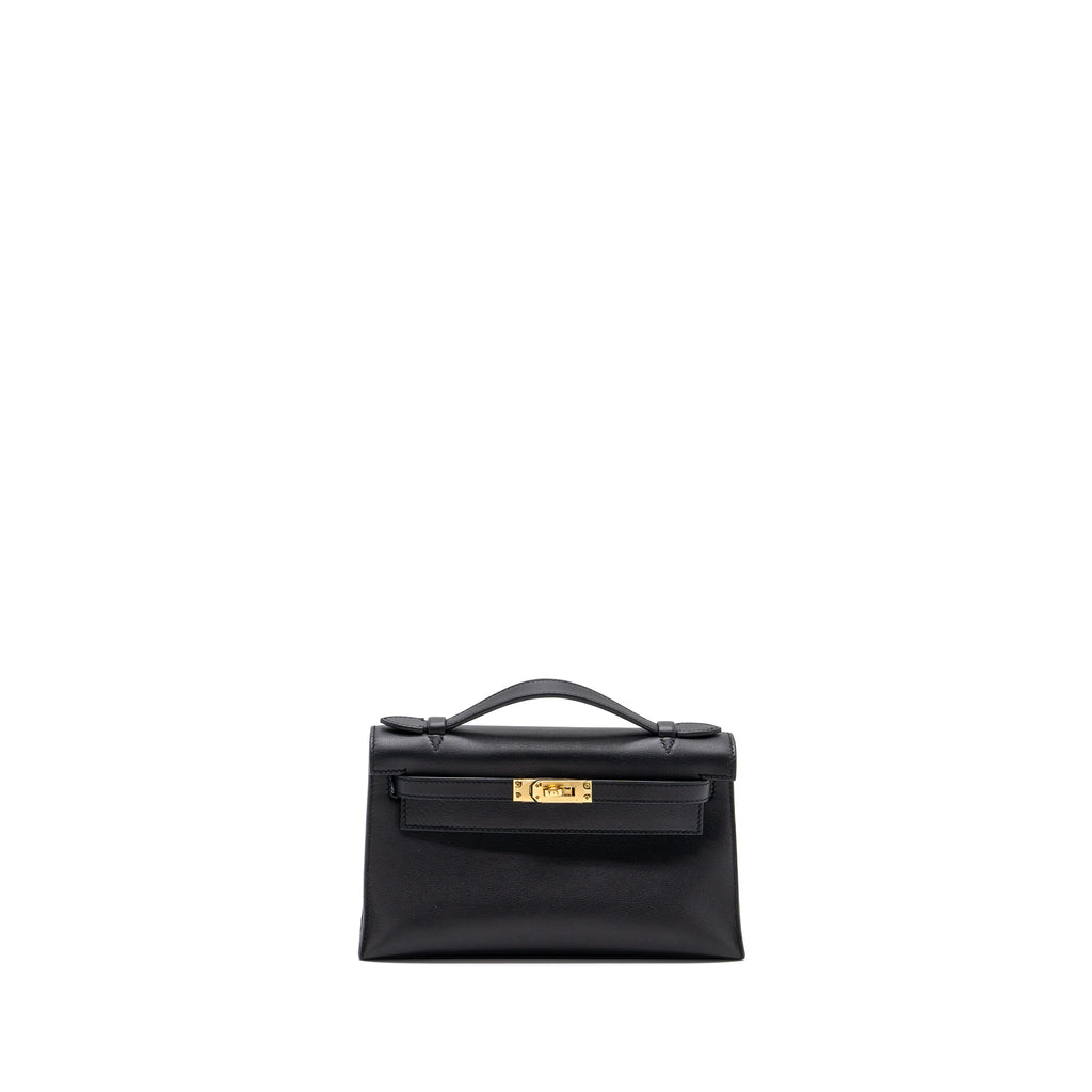 Hermes Kelly Pochette Swift Black GHW
