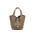HERMES Picotin 22 Lock Bag Clemence Etoupe SHW