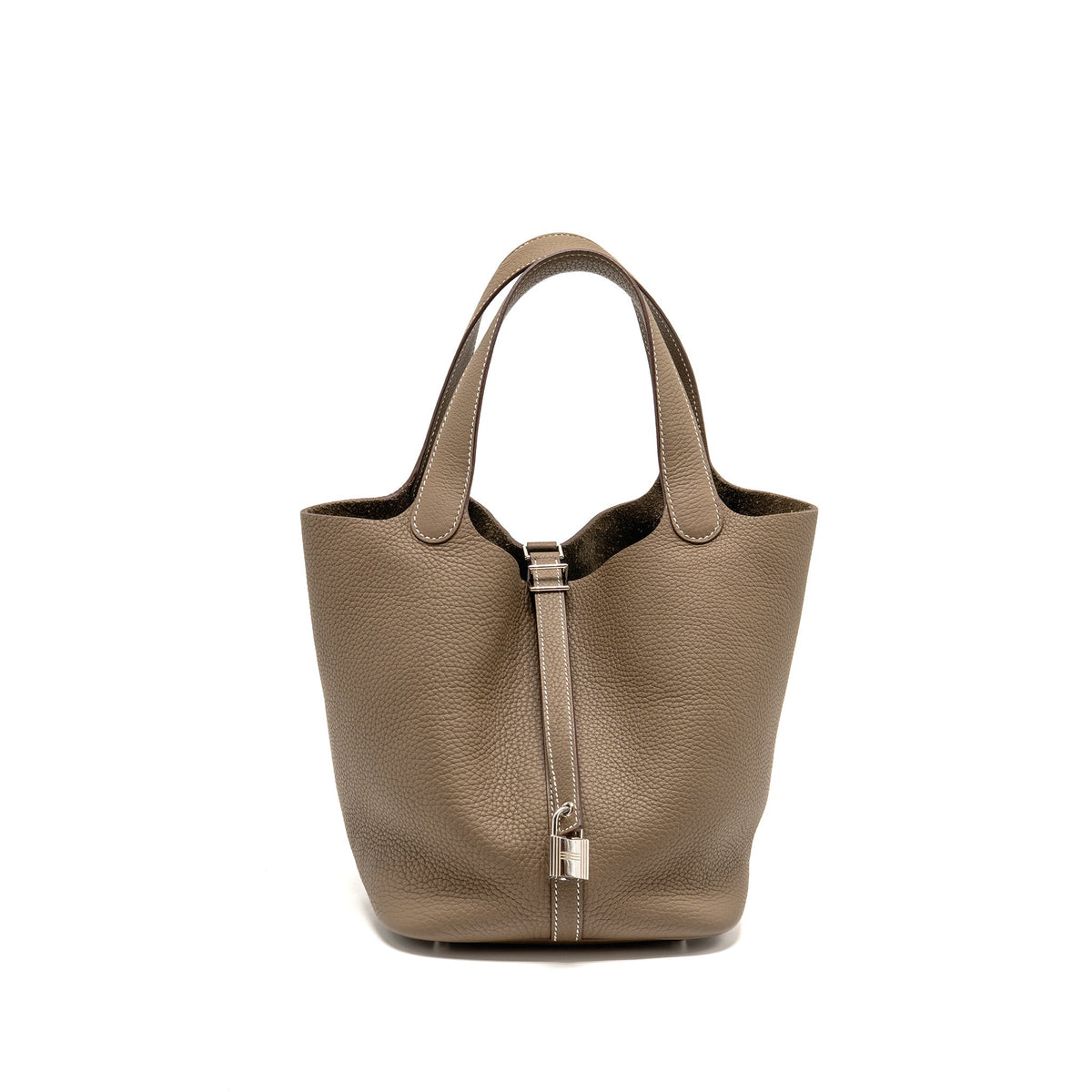 HERMES Picotin 22 Lock Bag Clemence Etoupe SHW