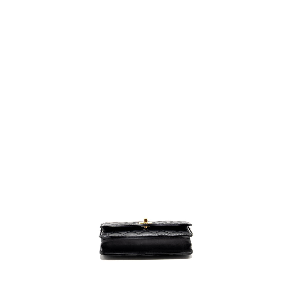 CHANEL TRENDY CC WALLET ON CHAIN LAMBSKIN BLACK LGHW (MICROCHIP)