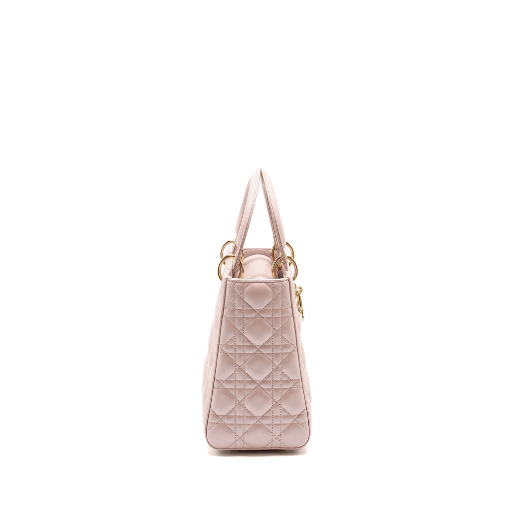 DIOR MEDIUM LADY DIOR LAMBSKIN IRIDESCENT PINK LGHW