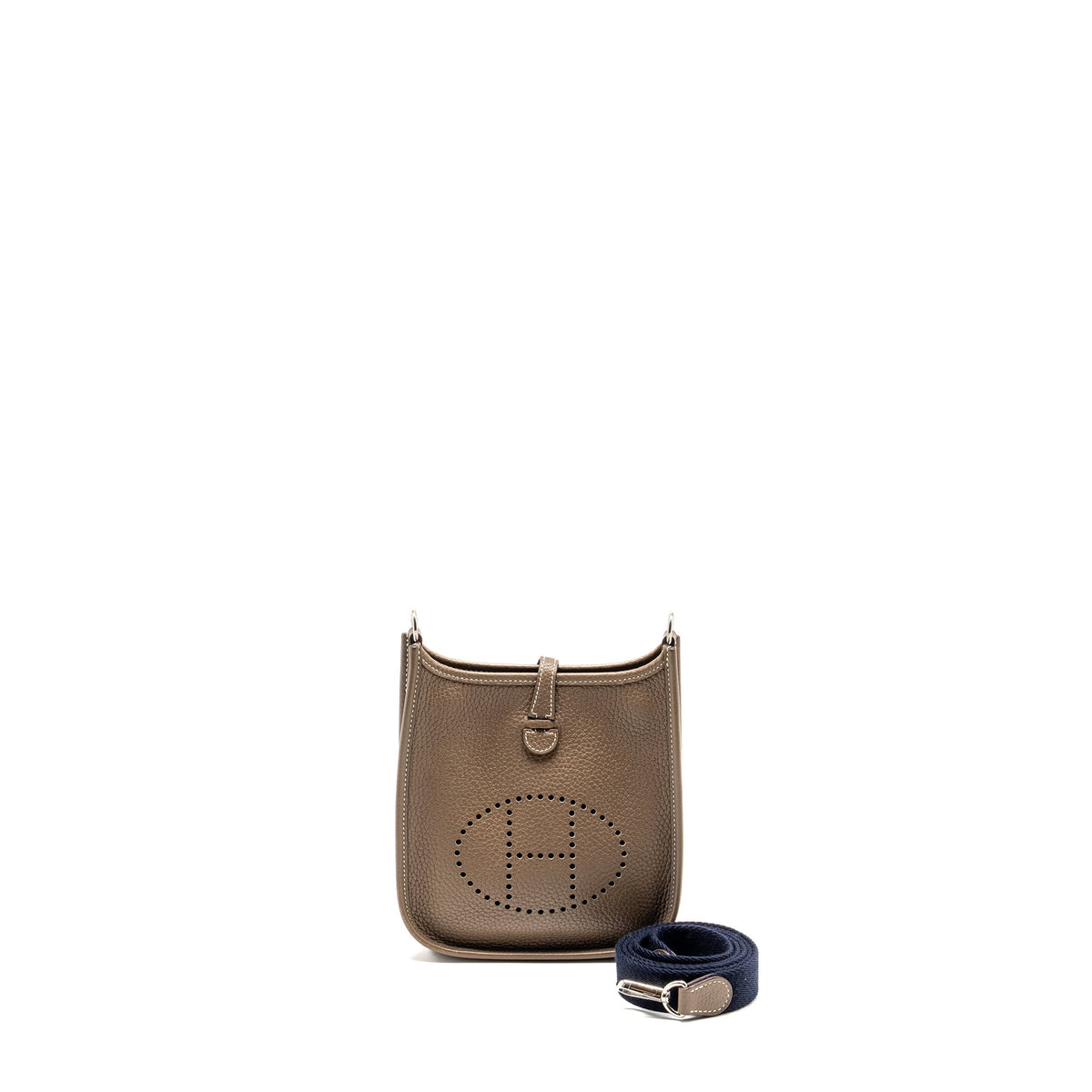 Hermes Mini Evelyne clemence Etoupe / Blue Nuit SHW