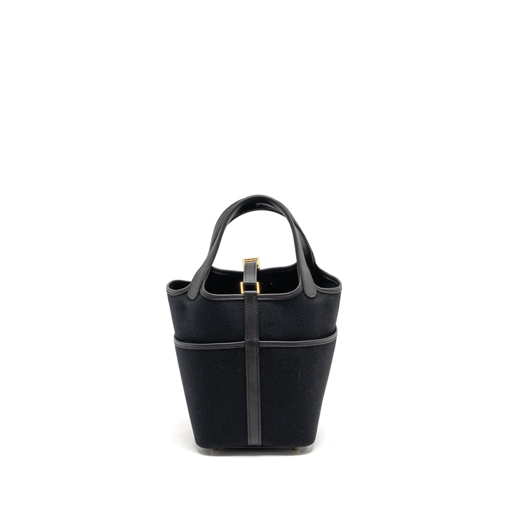 HERMES CARGO PICOTIN 18 LOCK BAG SWIFT / TOILE CANVAS BLACK GHW