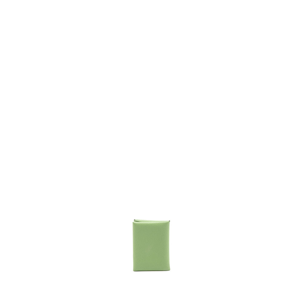 Hermes Calvi card holder epsom vert criquet SHW