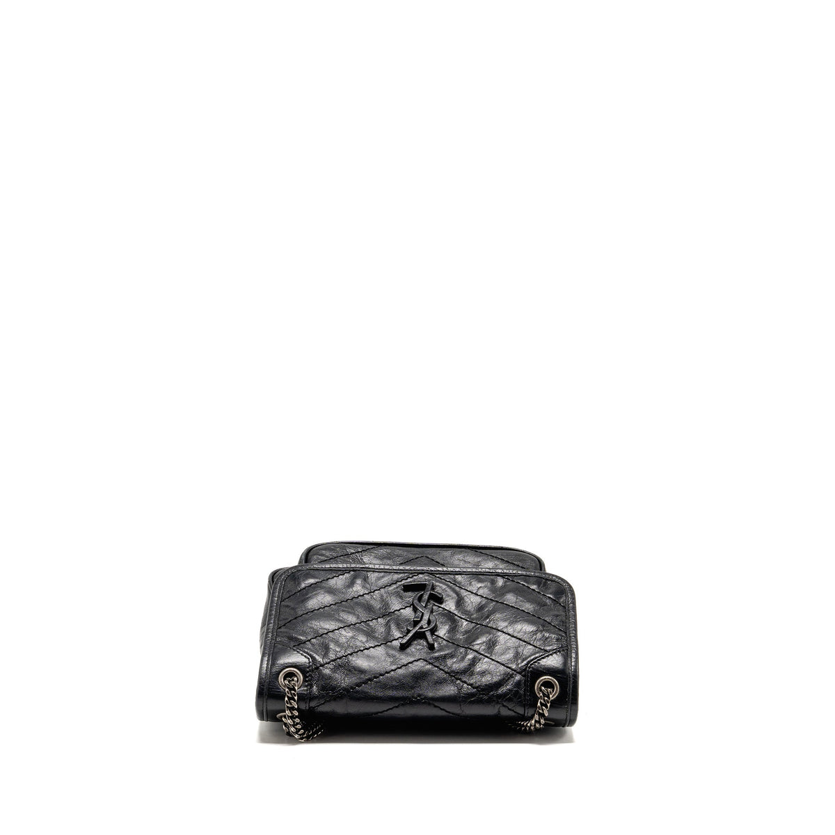Saint Laurent/YSL Niki Baby Flap Bag Vintage Calfskin Black Ruthenium Hardware