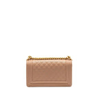 CHANEL MEDIUM BOY BAG GRAINED CALFSKIN BEIGE GHW
