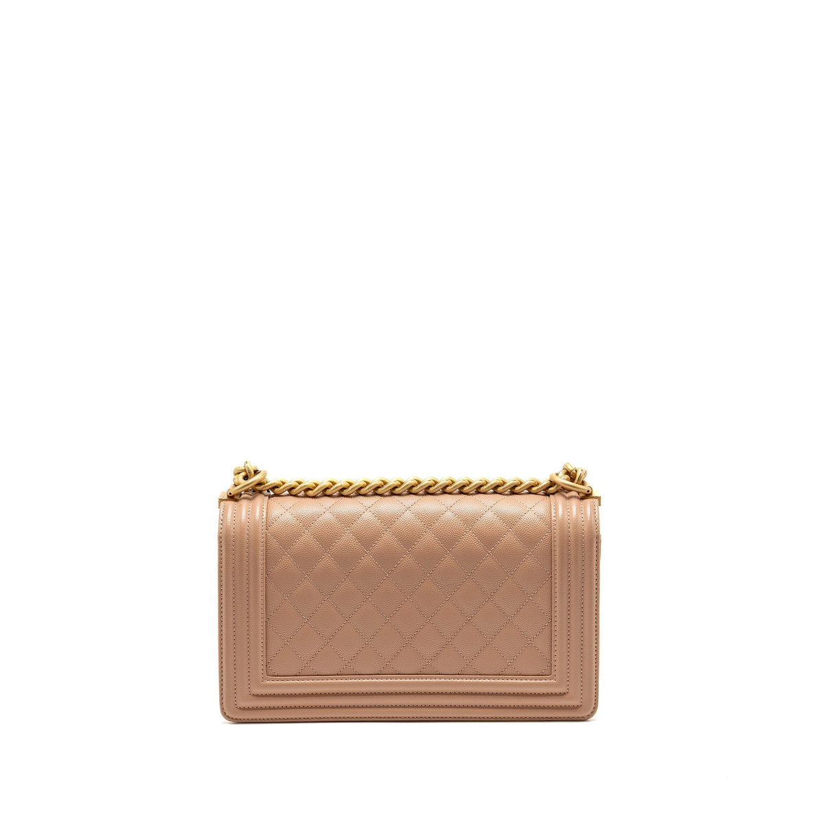 CHANEL MEDIUM BOY BAG GRAINED CALFSKIN BEIGE GHW