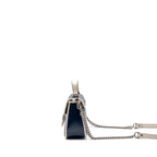 GUCCI GG MARMONT TOP HANDLE BAG CALFSKIN NAVY/ WHITE SHW