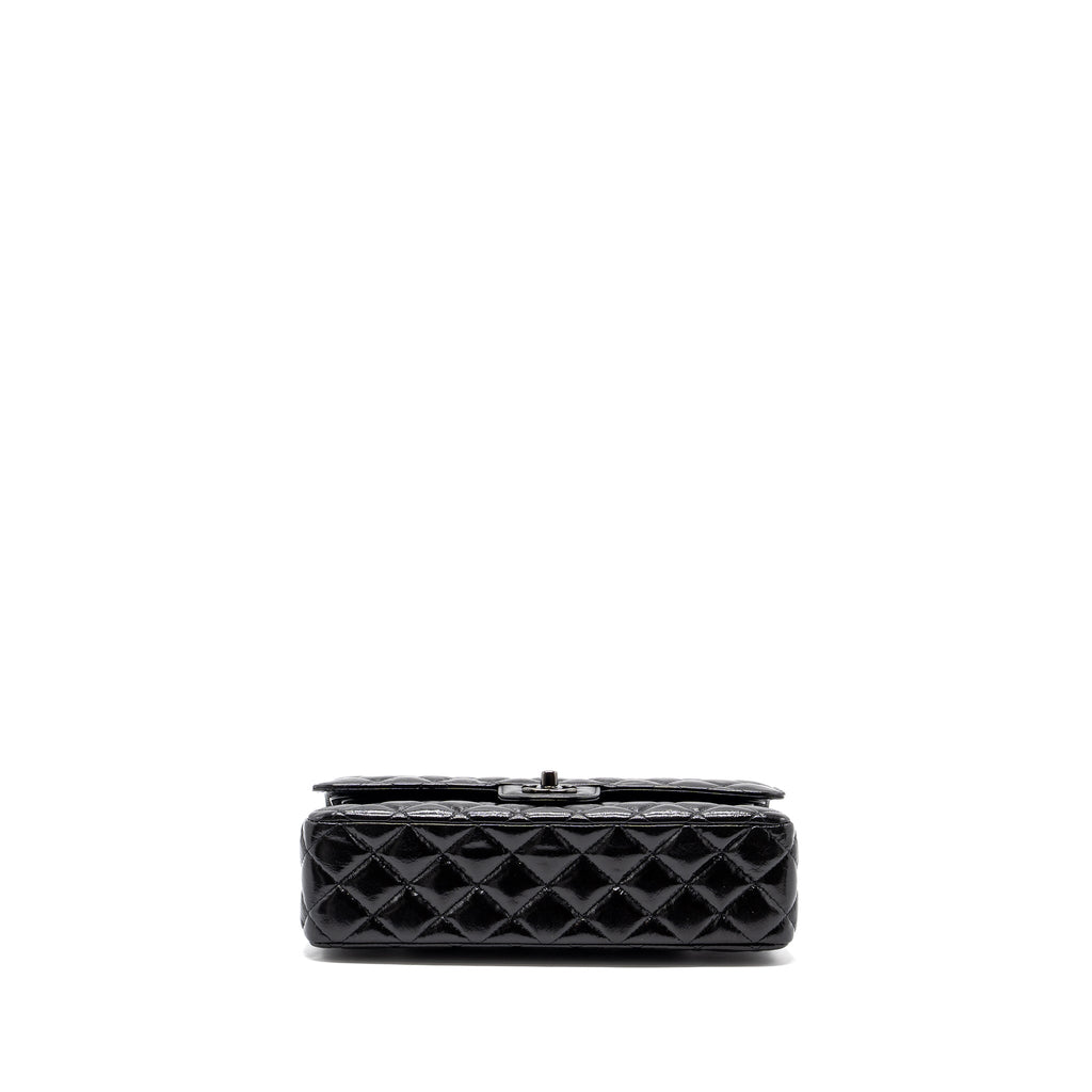 CHANEL MEDIUM CLASSIC DOUBLE FLAP BAG SHINY CALFSKIN SO BLACK