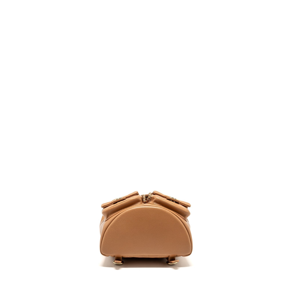 CHANEL TRIPLE PACK BACKPACK CAVIAR CARAMEL LGHW (MICROCHIP)