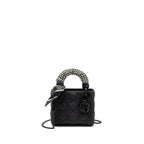DIOR MINI LADY DIOR ULTRAMATTE CANNAGE CALFSKIN SO BLACK