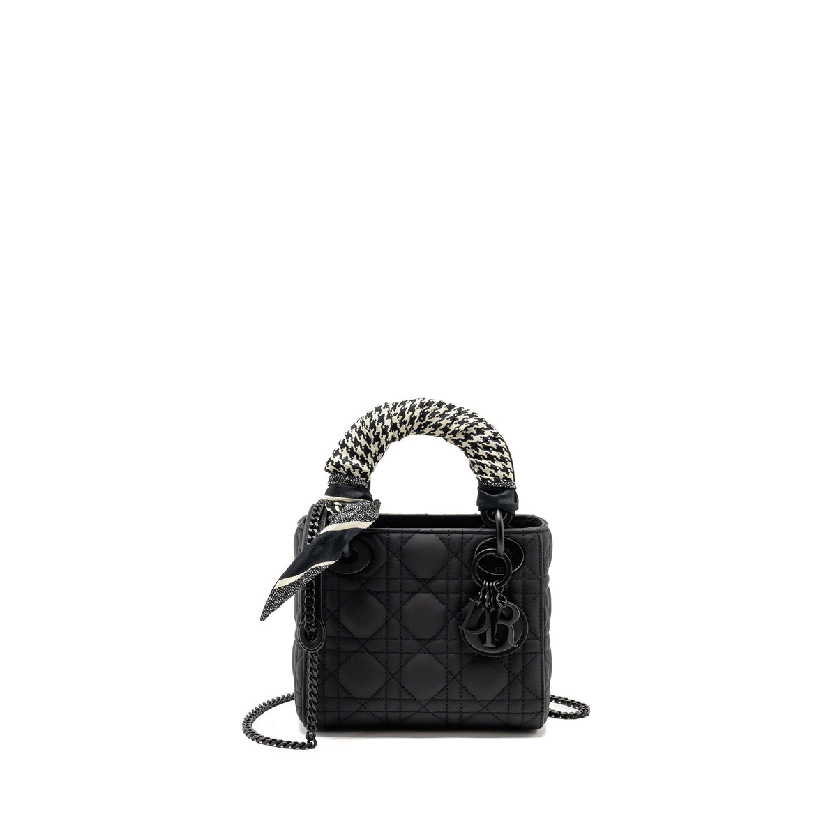DIOR MINI LADY DIOR ULTRAMATTE CANNAGE CALFSKIN SO BLACK