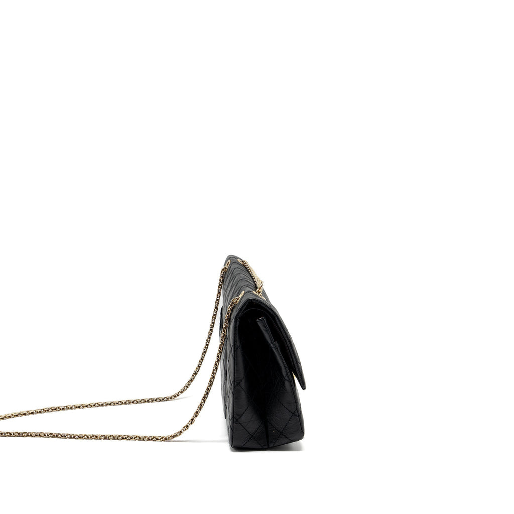 CHANEL LARGE 2.55 REISSUE DOUBLE FLAP BAG AGED CALFSKIN BLACK GHW