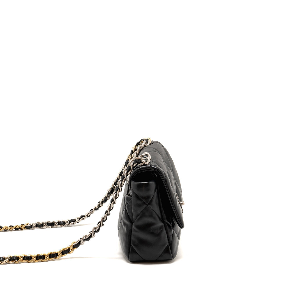 CHANEL SMALL 19 BAG LAMBSKIN BLACK MULTICOLOUR HARDWARE (MICROCHIP)