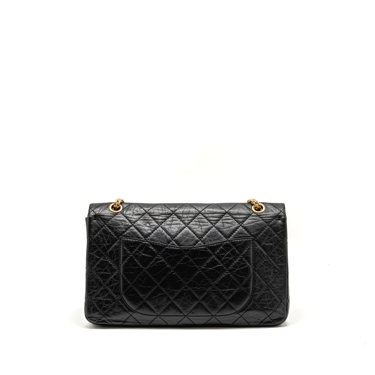 CHANEL MAXI 2.55 REISSUE DOUBLE FLAP BAG AGED CALFSKIN BLACK GHW