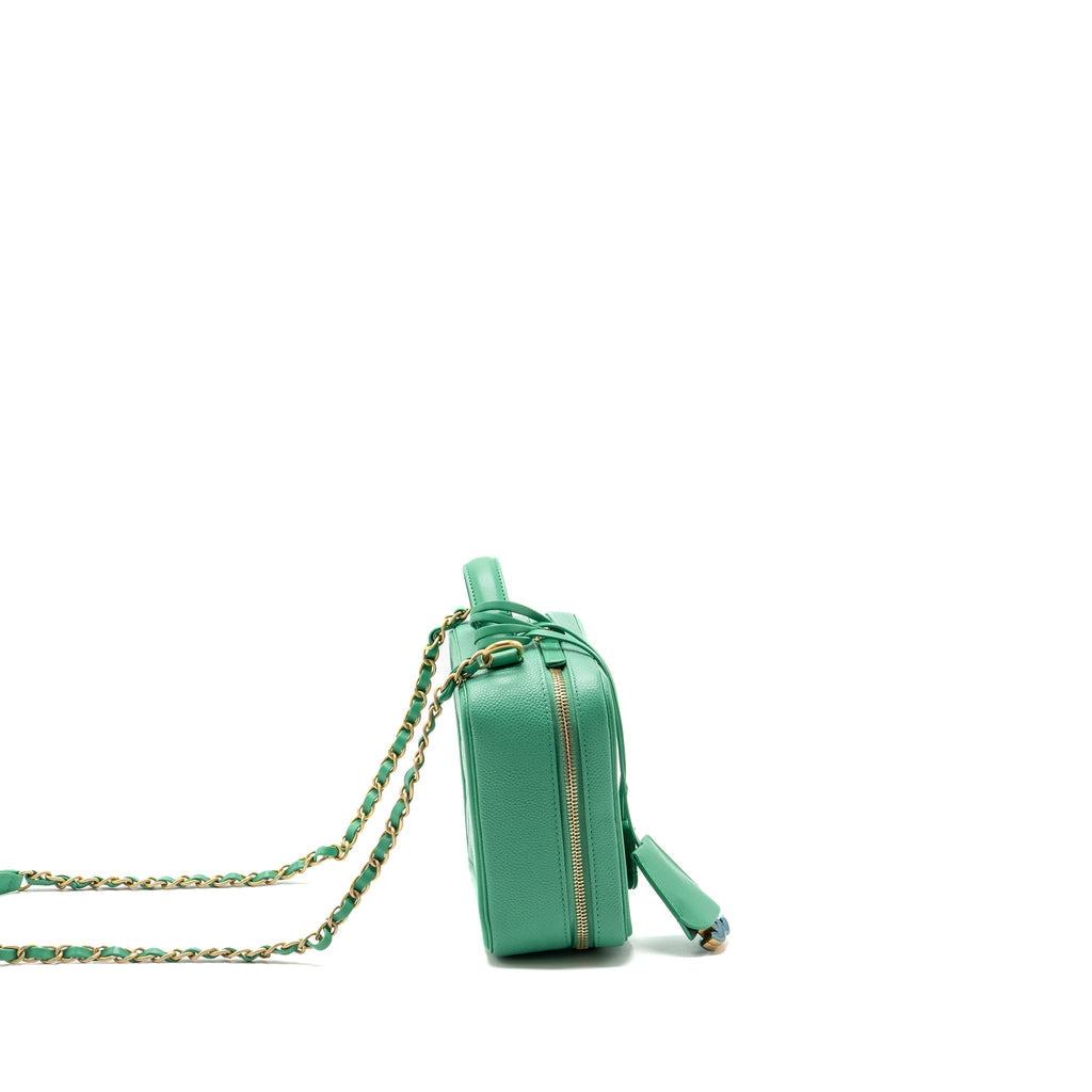 CHANEL MEDIUM FILIGREE VANITY CASE CAVIAR GREEN GHW