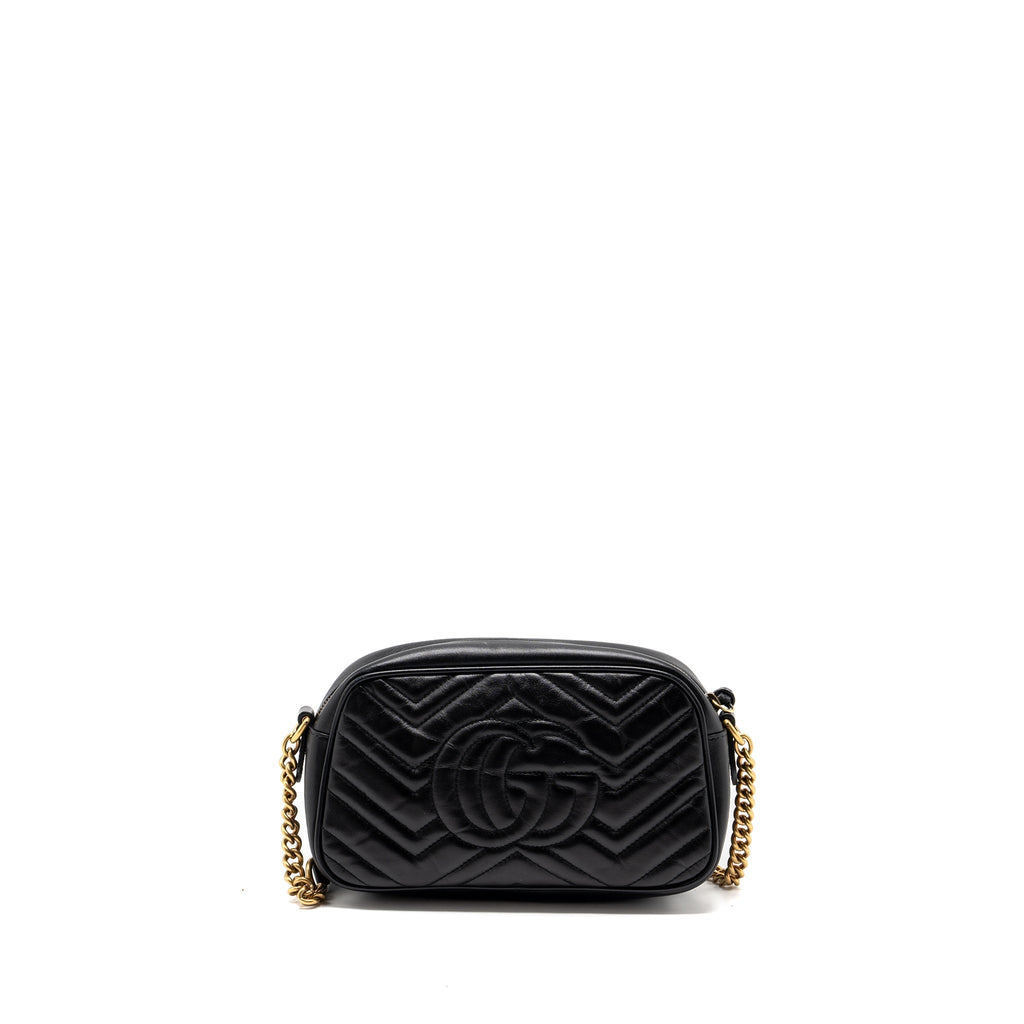 GUCCI GG MARMONT MATELESS SHOULDER BAG CALFSKIN BLACK GHW