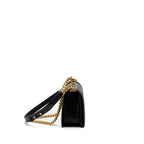 CHANEL MEDIUM BOY BAG CAVIAR BLACK BRUSHED GHW (MICROCHIP )