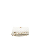 CHANEL SMALL CLASSIC DOUBLE FLAP BAG CAVIAR WHITE LGHW (MICROCHIP)