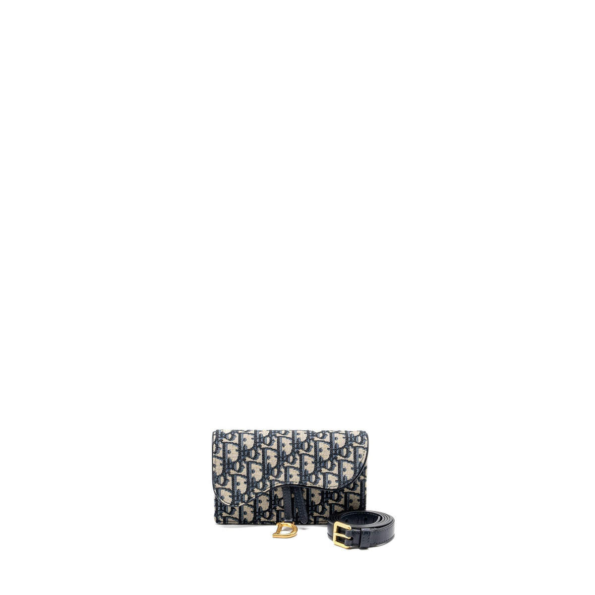 DIOR SADDLE BELT POUCH DIOR OBLIQUE JACQUARD BLUE GHW