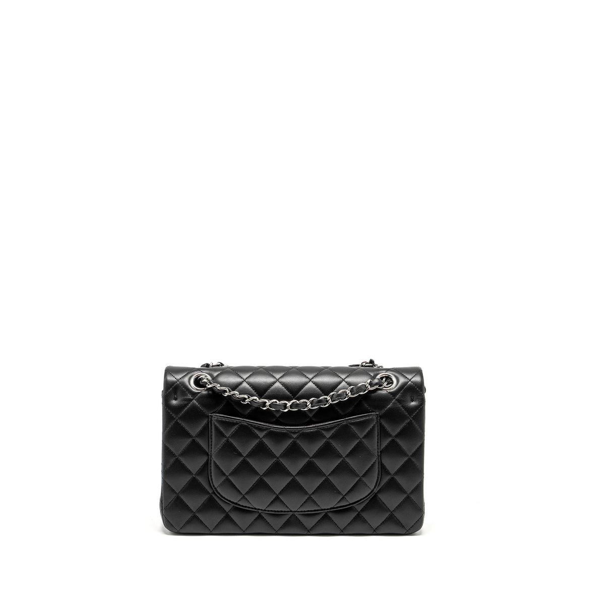 CHANEL MEDIUM CLASSIC DOUBLE FLAP BAG LAMBSKIN BLACK SHW (MICROCHIP)