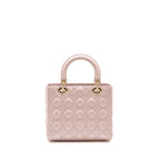 DIOR MEDIUM LADY DIOR LAMBSKIN IRIDESCENT PINK LGHW