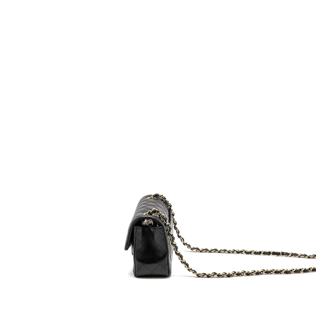 CHANEL MINI RECTANGULAR FLAP BAG LAMBSKIN BLACK LGHW (MICROCHIP)