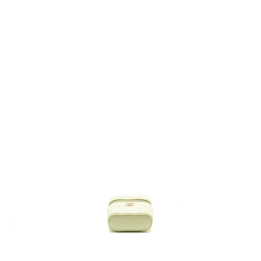 CHANEL MINI VERTICAL VANITY WITH CHAIN CAVIAR LIGHT GREEN LGHW