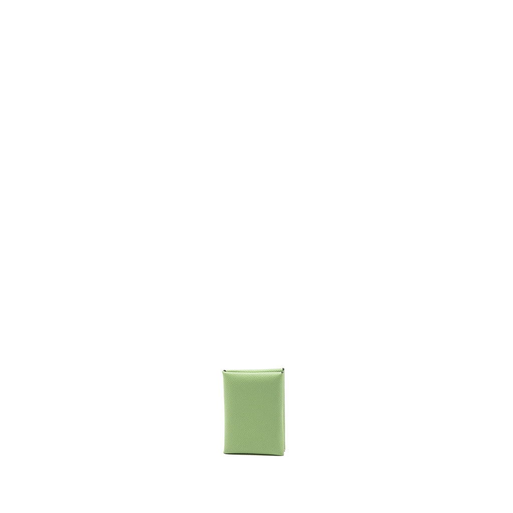 Hermes Calvi card holder epsom vert criquet SHW