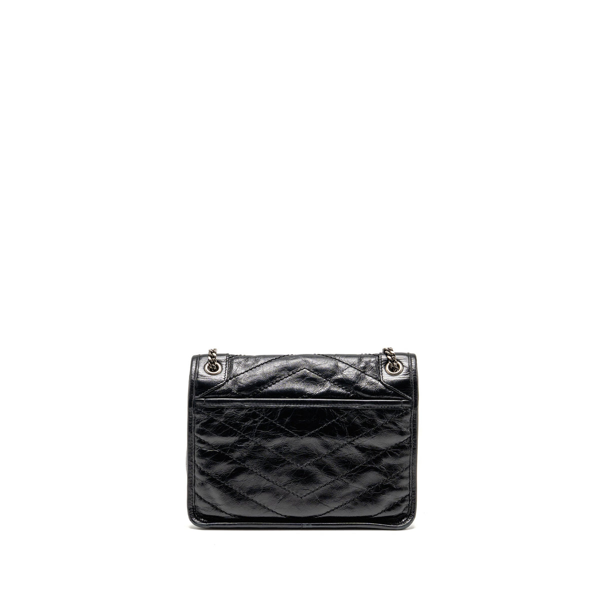 Saint Laurent/YSL Niki Baby Flap Bag Vintage Calfskin Black Ruthenium Hardware