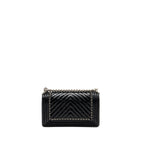 CHANEL MEDIUM CHEVRON BOY BAG LIMITED EDITION CALFSKIN BLACK SHW