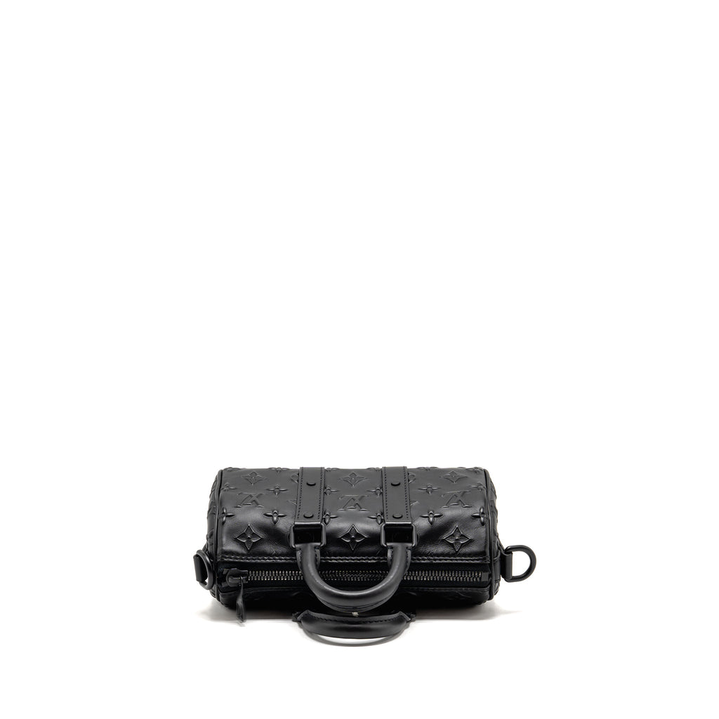 LOUIS VUITTON KEEPALL XS MONOGRAM SEAL COWHIDE LEATHER SO BLACK